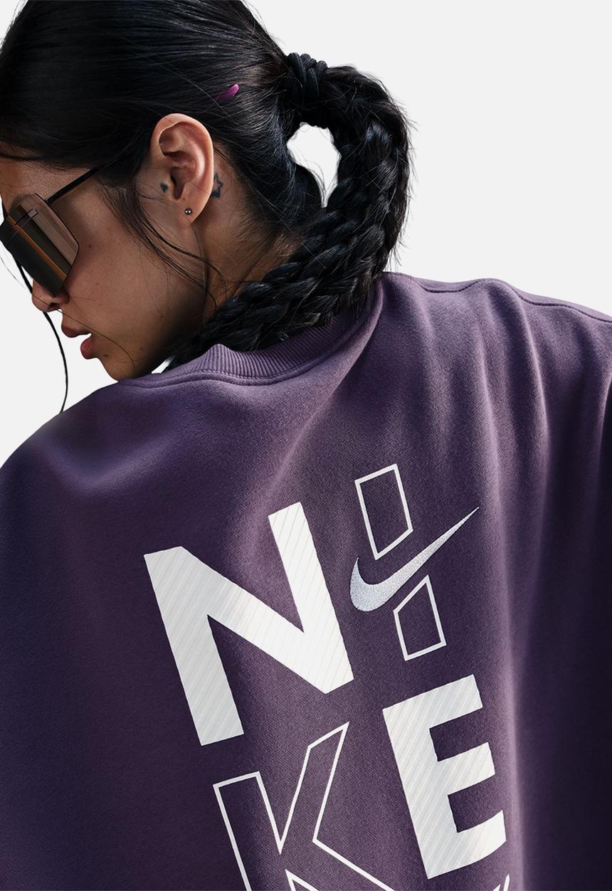 Nike - Nike Womens Fleece Oversized Crew - Dark Raisin