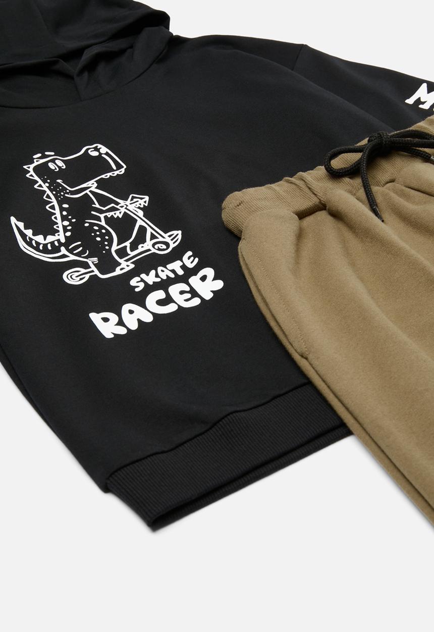 Pop Candy - Hoodie & jogger set-black & brown