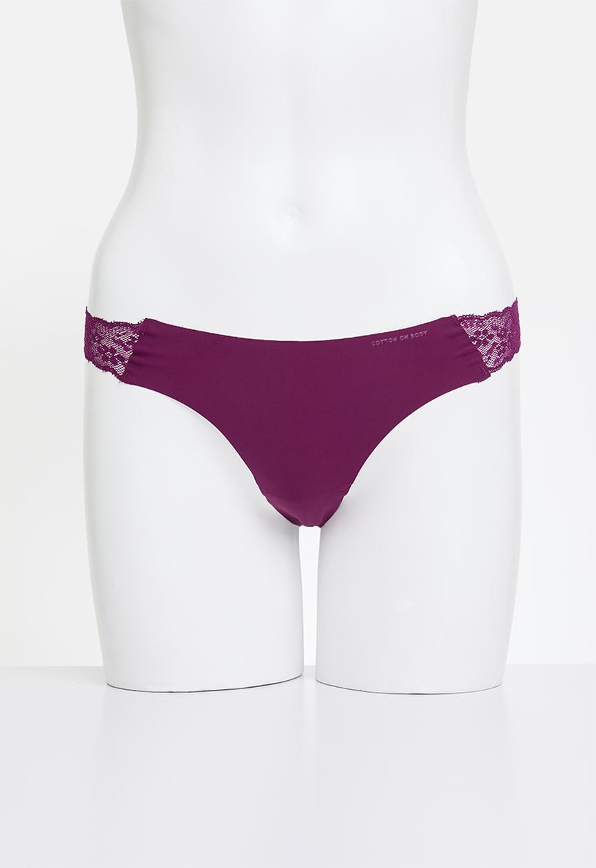 Cotton On - Party Pants Seamless G String Brief 3Pk-Pine/Raspberry/Boysenberry