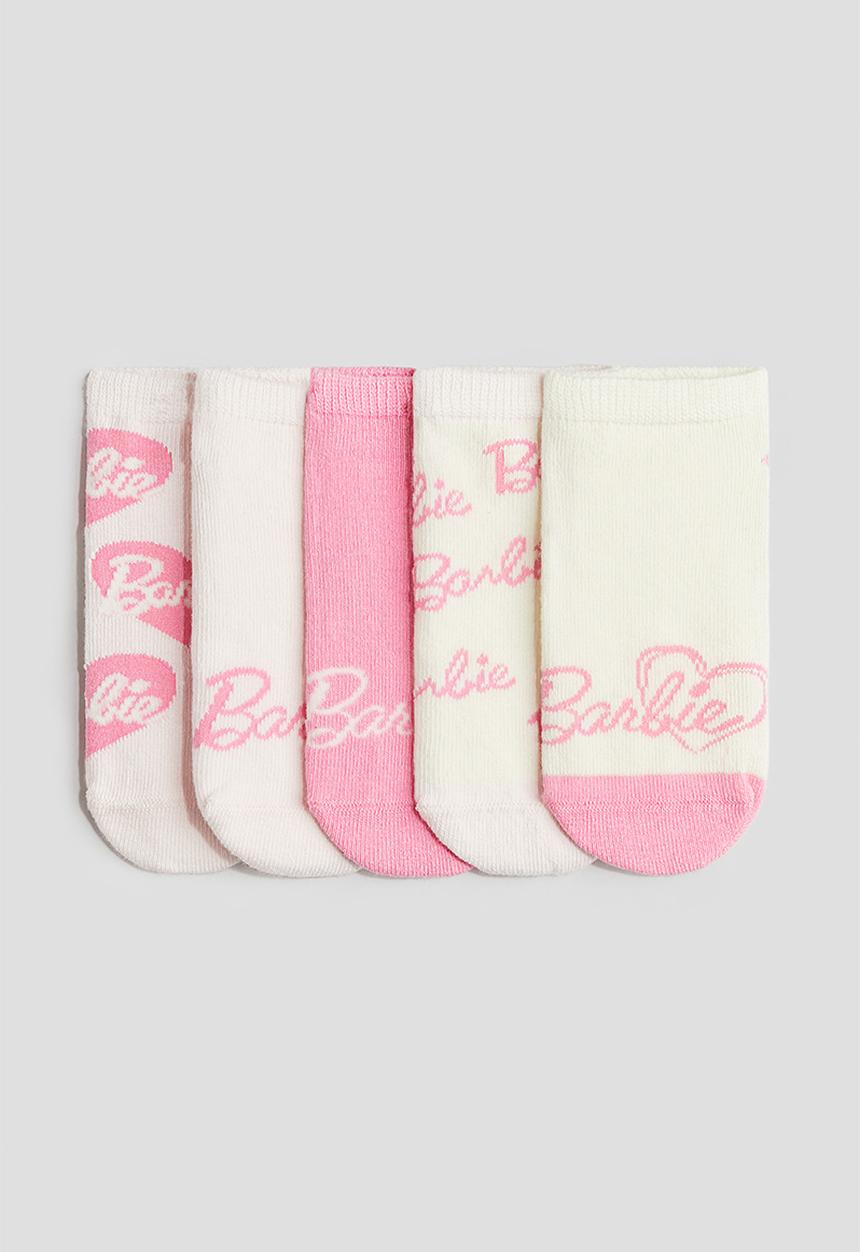 H&M - 5 pack trainer socks - ight pink barbie