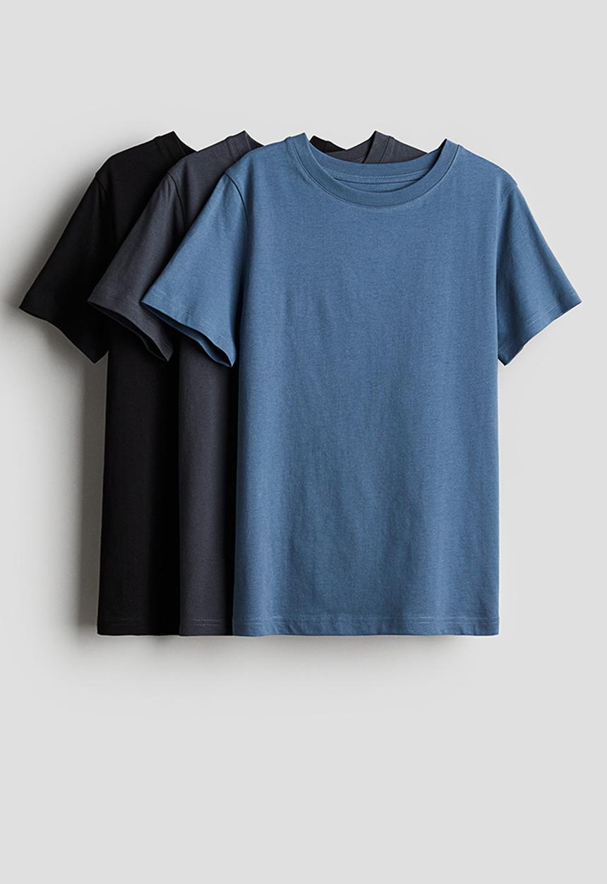 H&M - 3-Pack T-shirts - dark blue black 