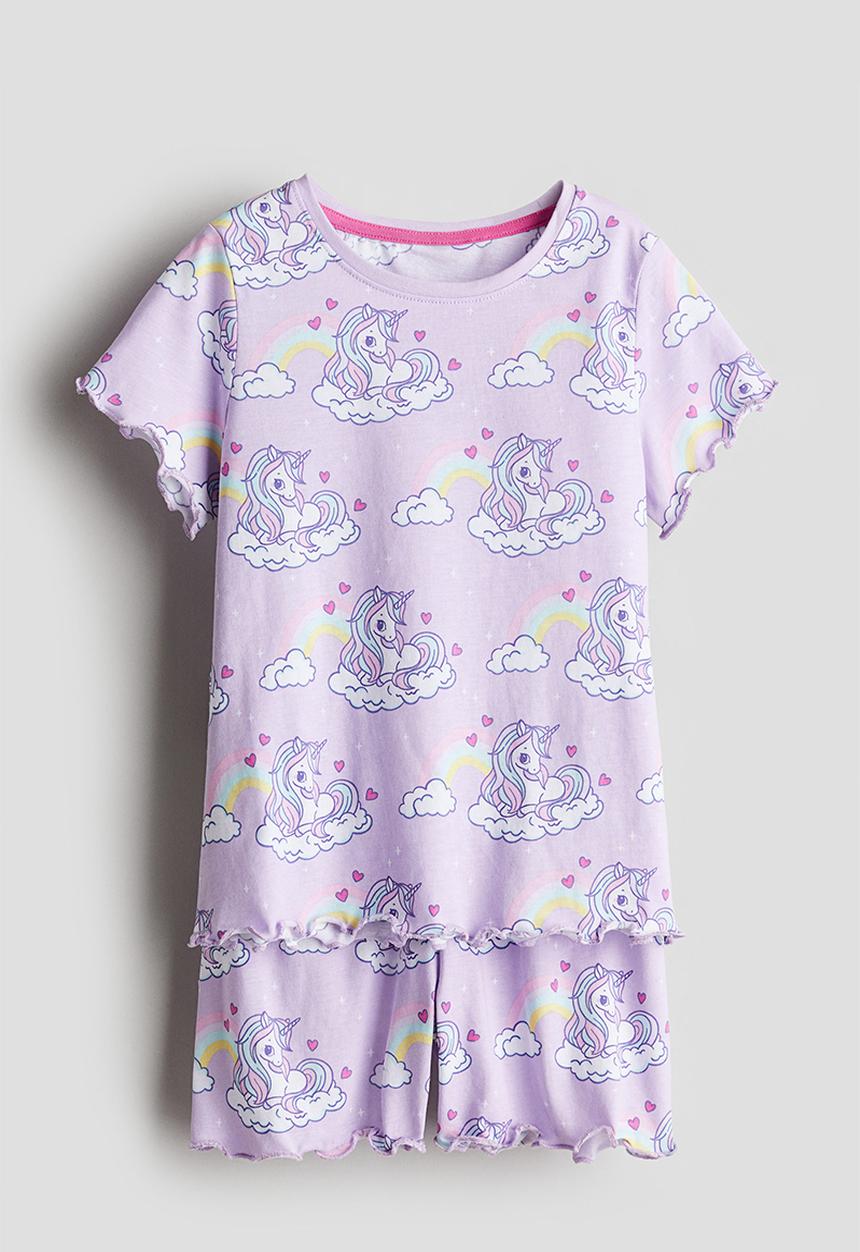 Pointelle pyjamas - light purple/unicorns - 1129260022