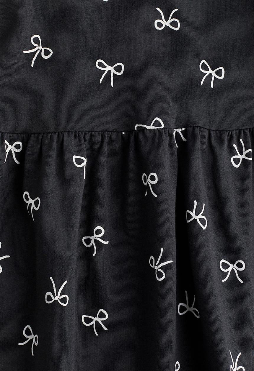 H&M - Patterned cotton dress - dark grey bows