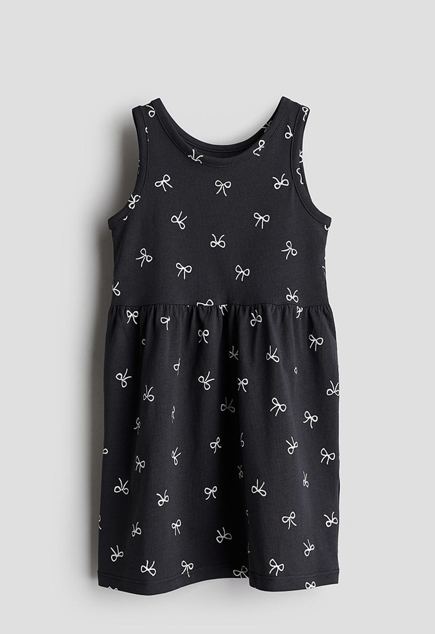 H&M - Patterned cotton dress - dark grey bows