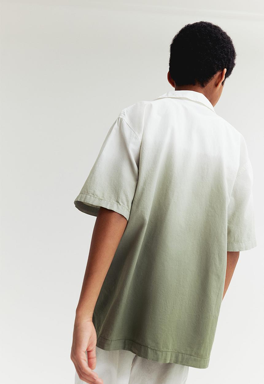 H&M - Short-sleeved resort shirt - khaki green gradient
