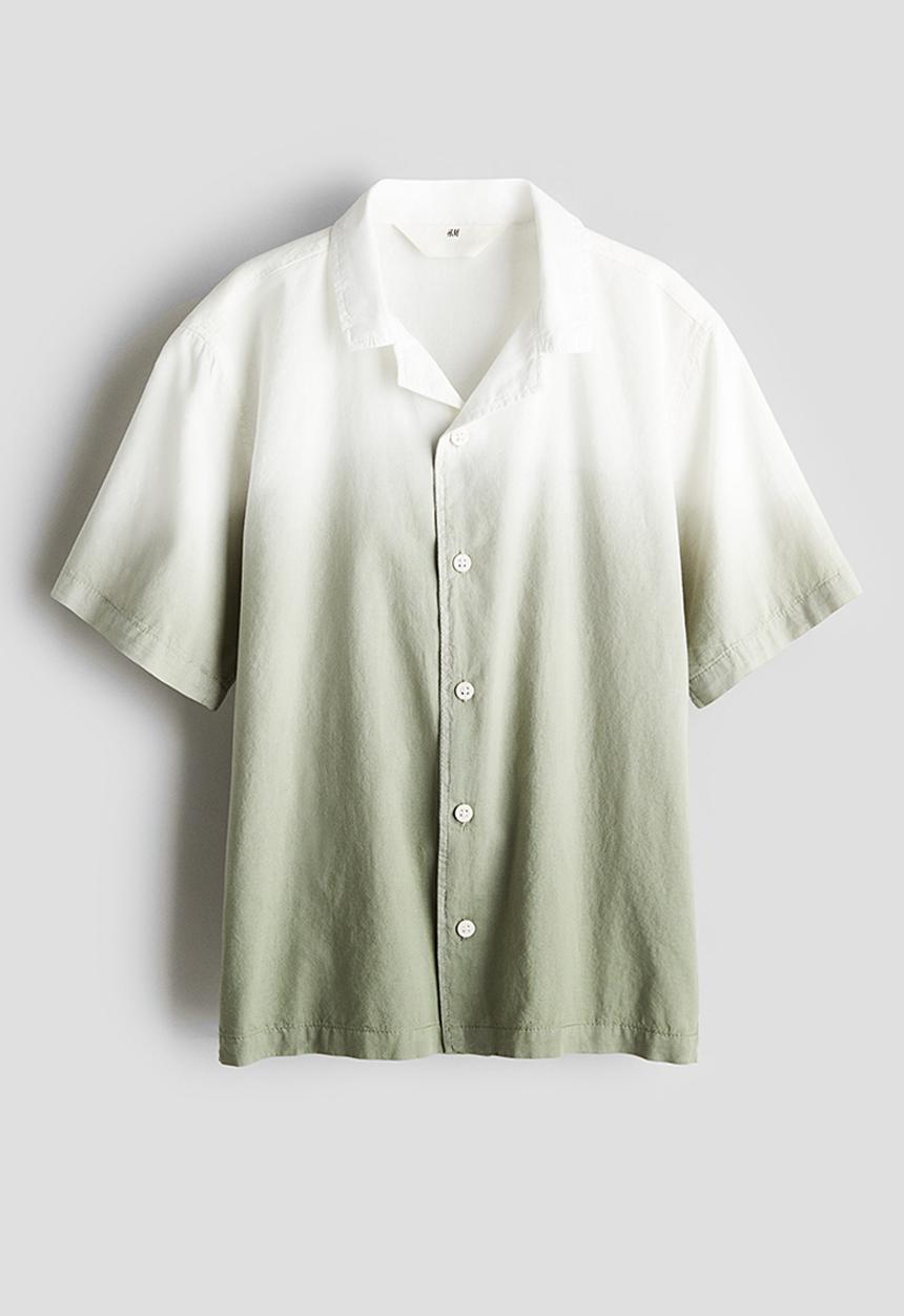 H&M - Short-sleeved resort shirt - khaki green gradient