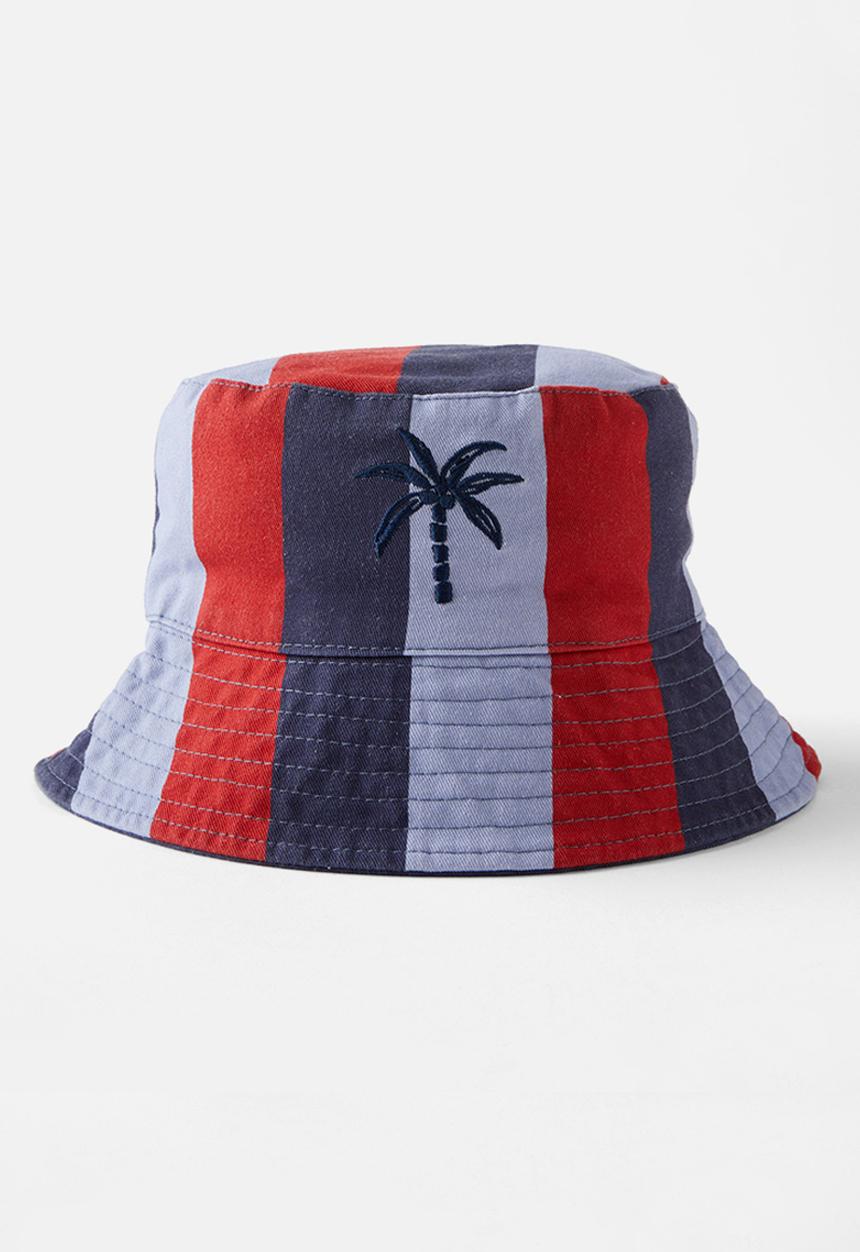 Cotton On - Kids reversible bucket hat - in the navy/palm embroidery