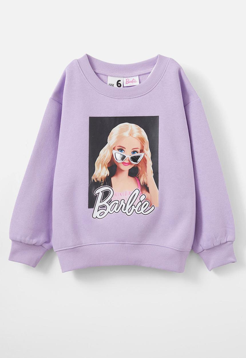 Cotton On - License dusty fleece crew neck - lcn mat barbie/lilac drop