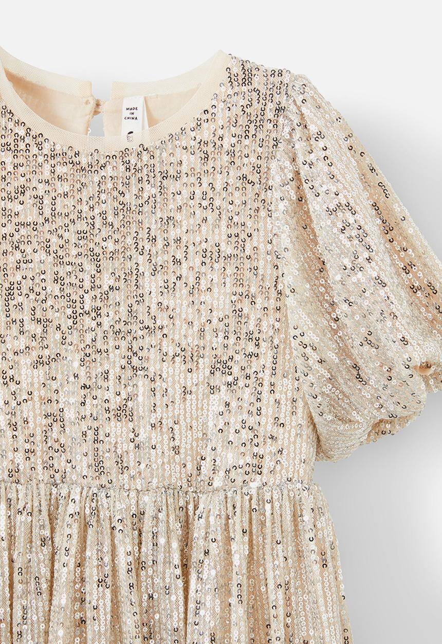 Cotton On - Sienna puff sleeve dress - silver sparkle