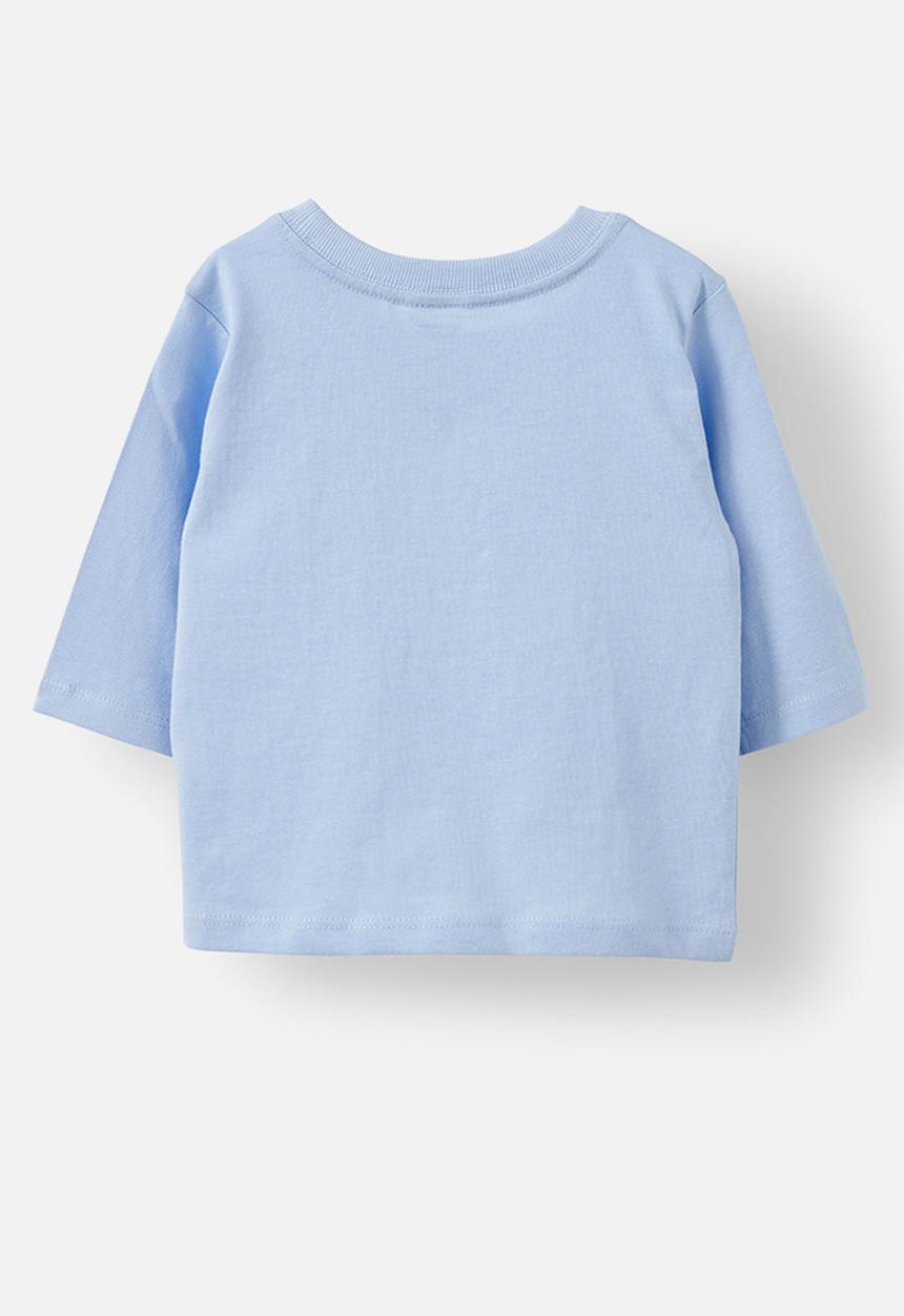 Cotton On - Jamie long sleeve graphic print tee - dawn blue/hey baby