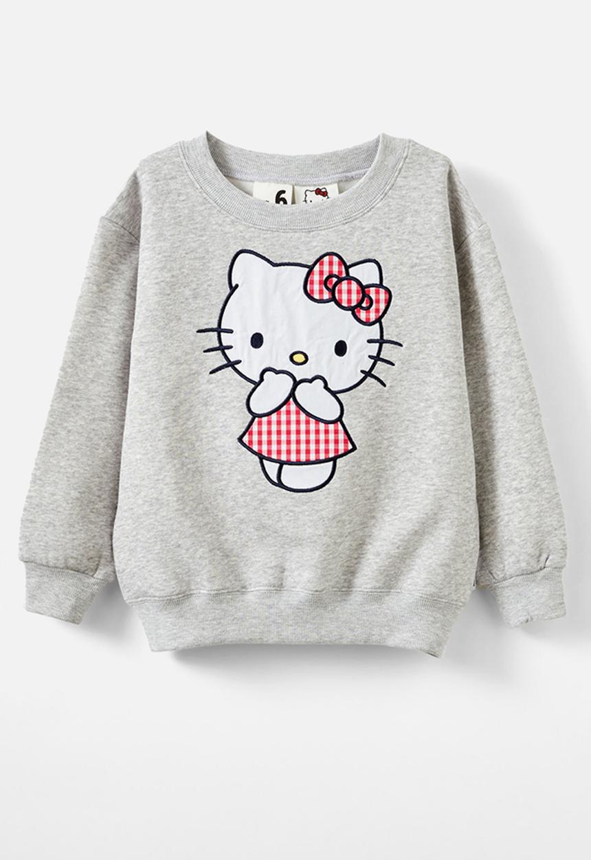 Cotton On - License dusty fleece crew neck - lcn san hello kitty gingham/fog grey 