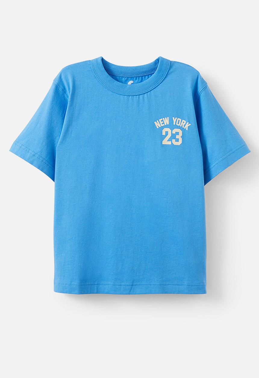 Cotton On - Jonny short sleeve graphic print tee - deep sea blue/new york 23