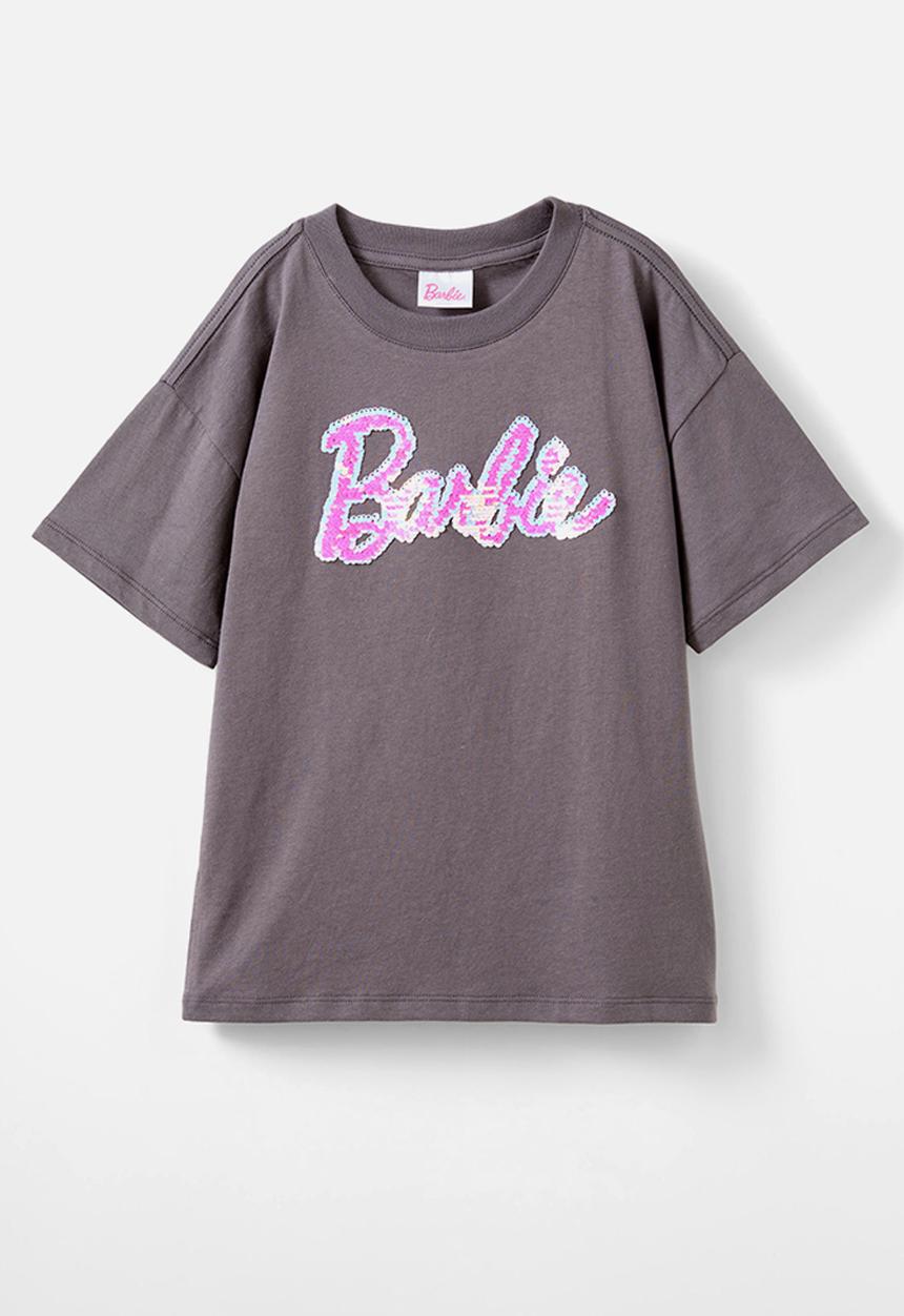 Cotton On - Barbie drop shoulder short sleeve tee - grey