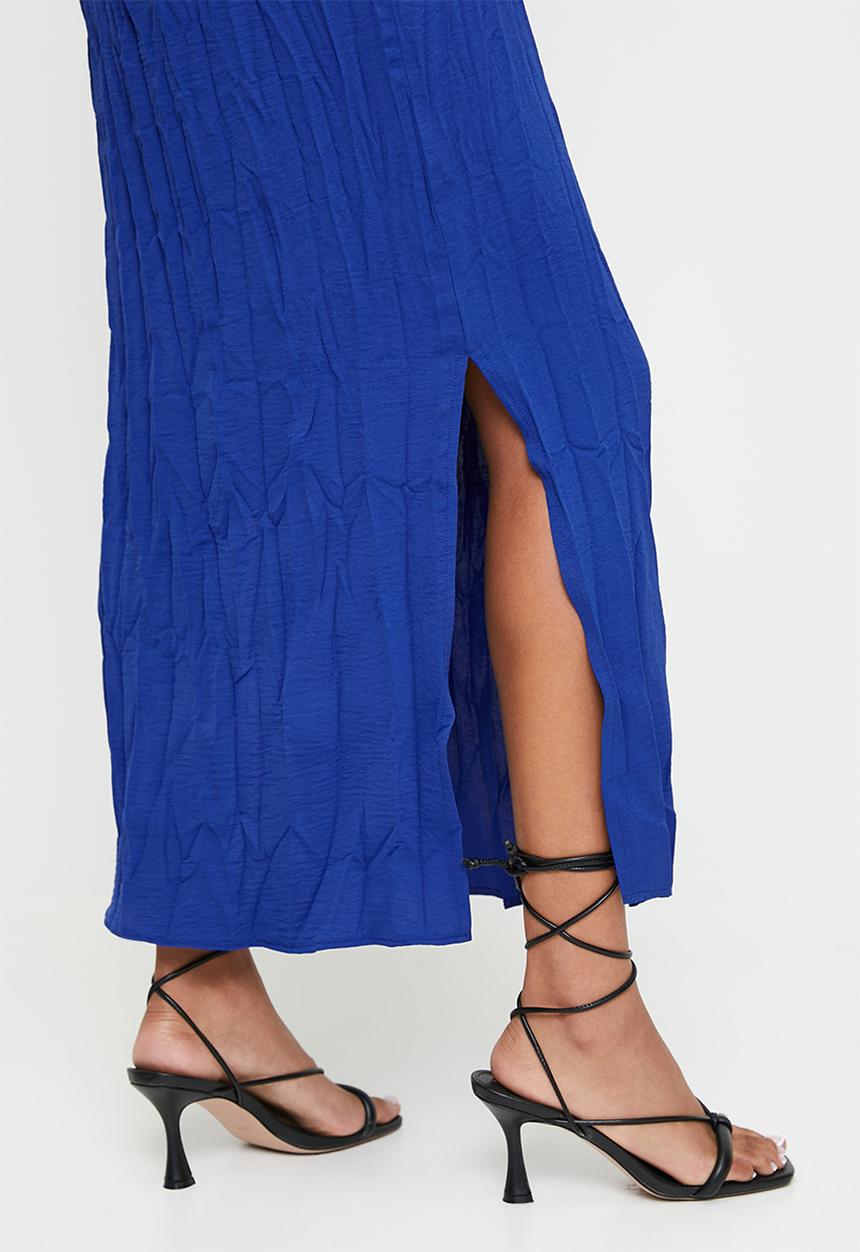 Superbalist - Crushed column dress with slits - blue