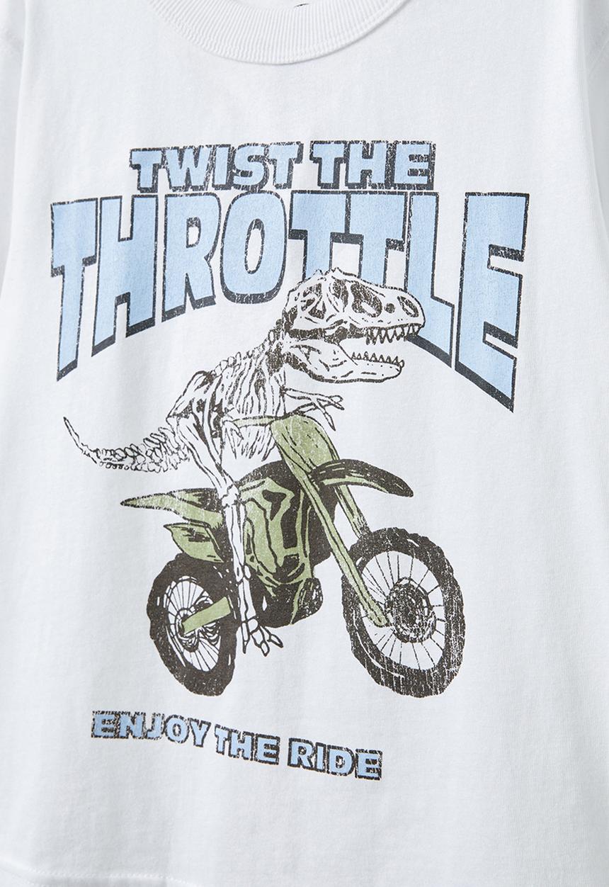 Cotton On - Jonny short sleeve graphic print tee - white/twist the throttle