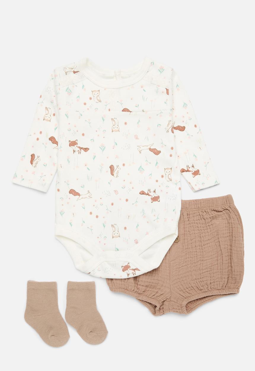 Pop Candy - 3 Pack printed set - ecru & brown