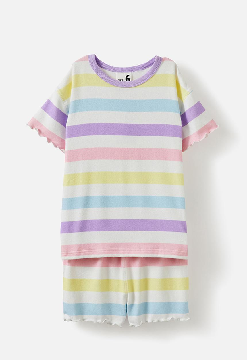 Cotton On - Dani short sleeve pyjama set - multi/bold rainbow stripe