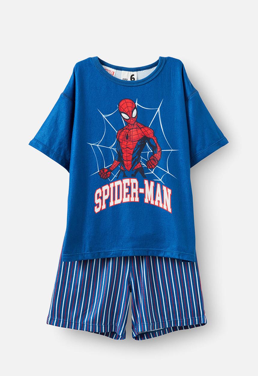Cotton On - Damon short sleeve pyjama set license - lcn mar petty blue/spiderman 
