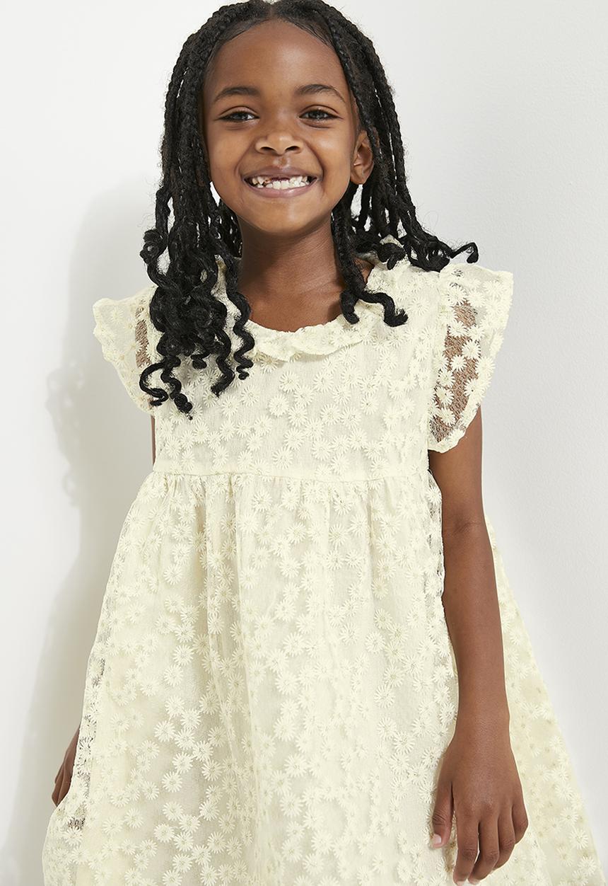 Pop Candy - Floral applique dress - ecru