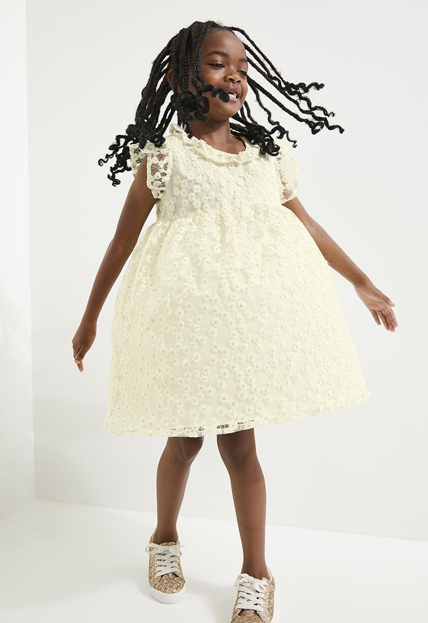 Pop Candy - Floral applique dress - ecru