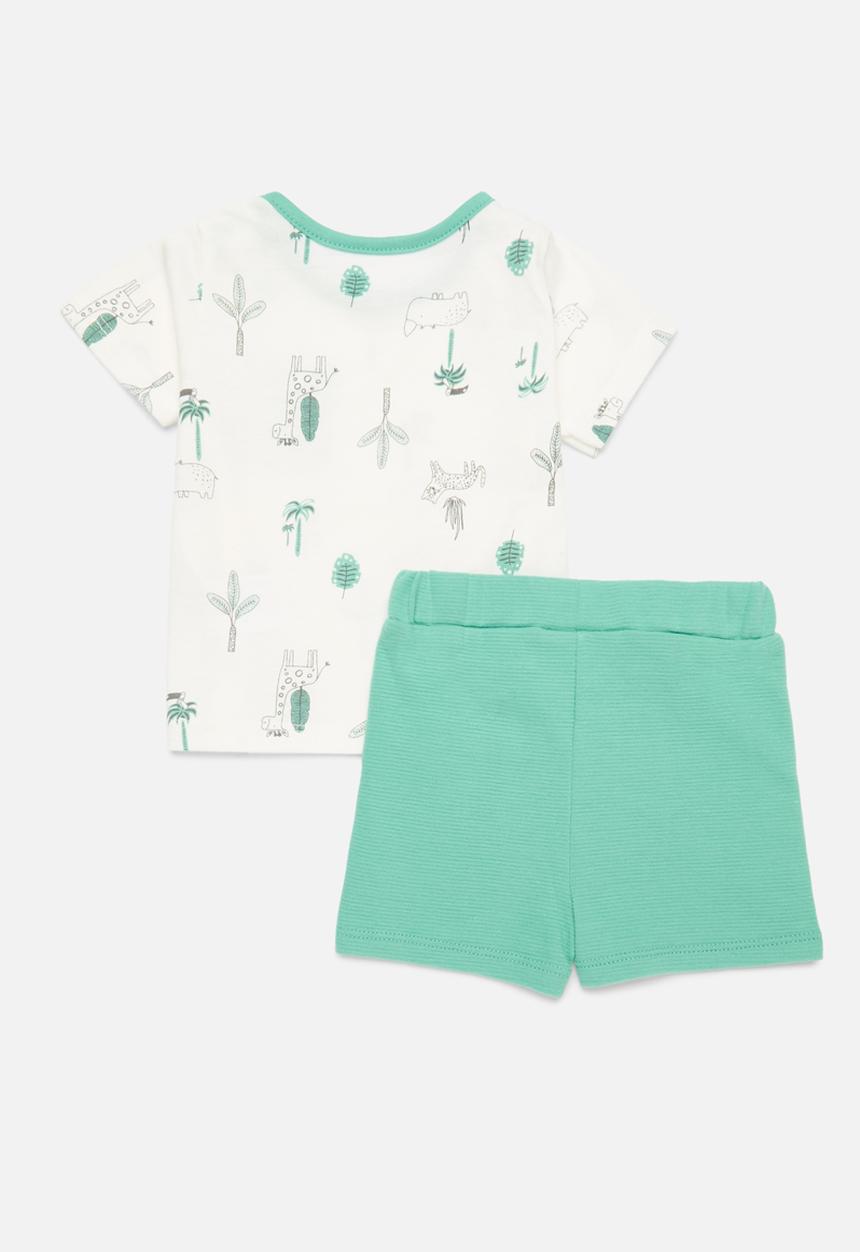 Pop Candy - Tee & shorts - green & white