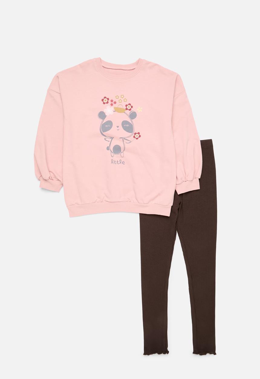 Pop Candy - Sweat top & legging set-pink & black