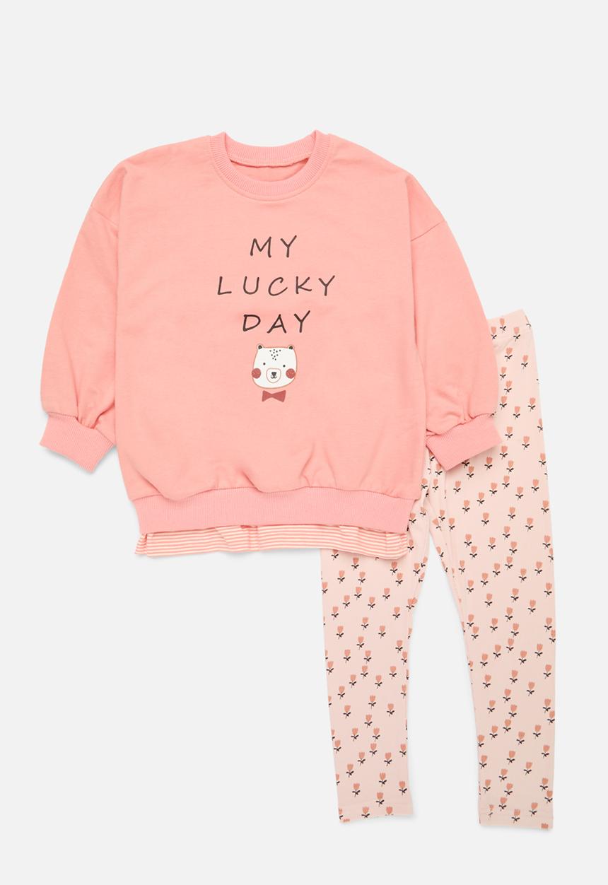 Pop Candy - Printed sweat top & legging set - pink