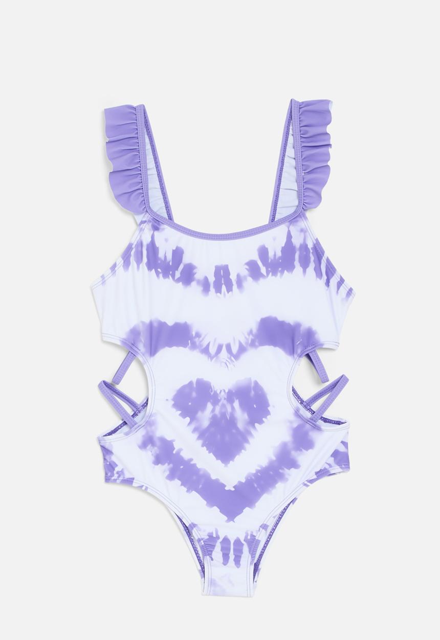 Pop Candy - Cut out swim suit-purple & white