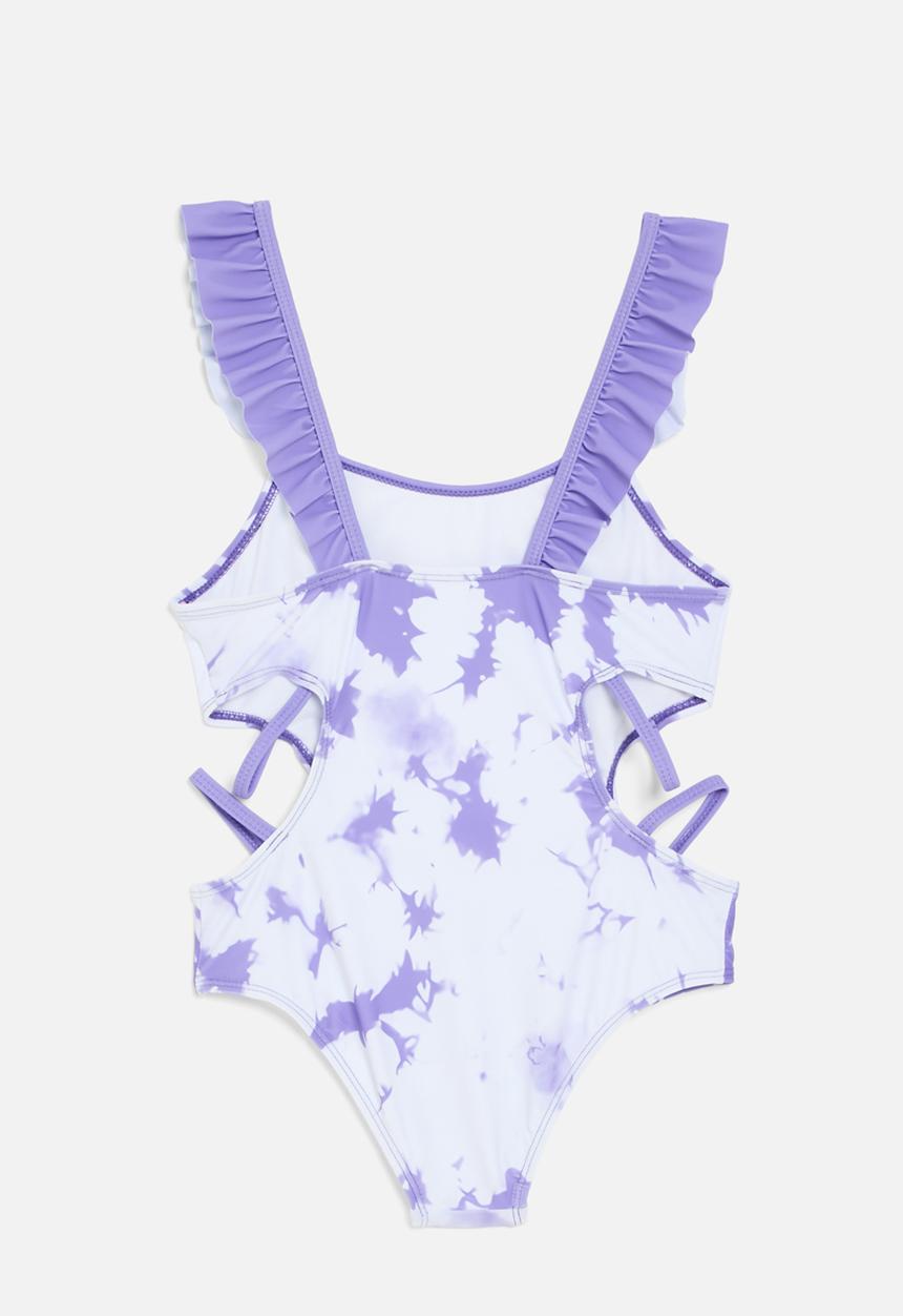 Pop Candy - Cut out swim suit-purple & white