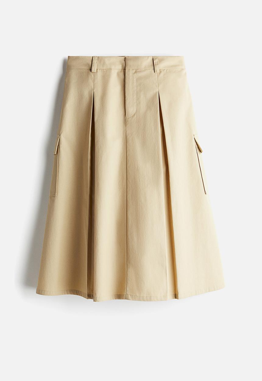 H&M - A-line cargo skirt - light beige
