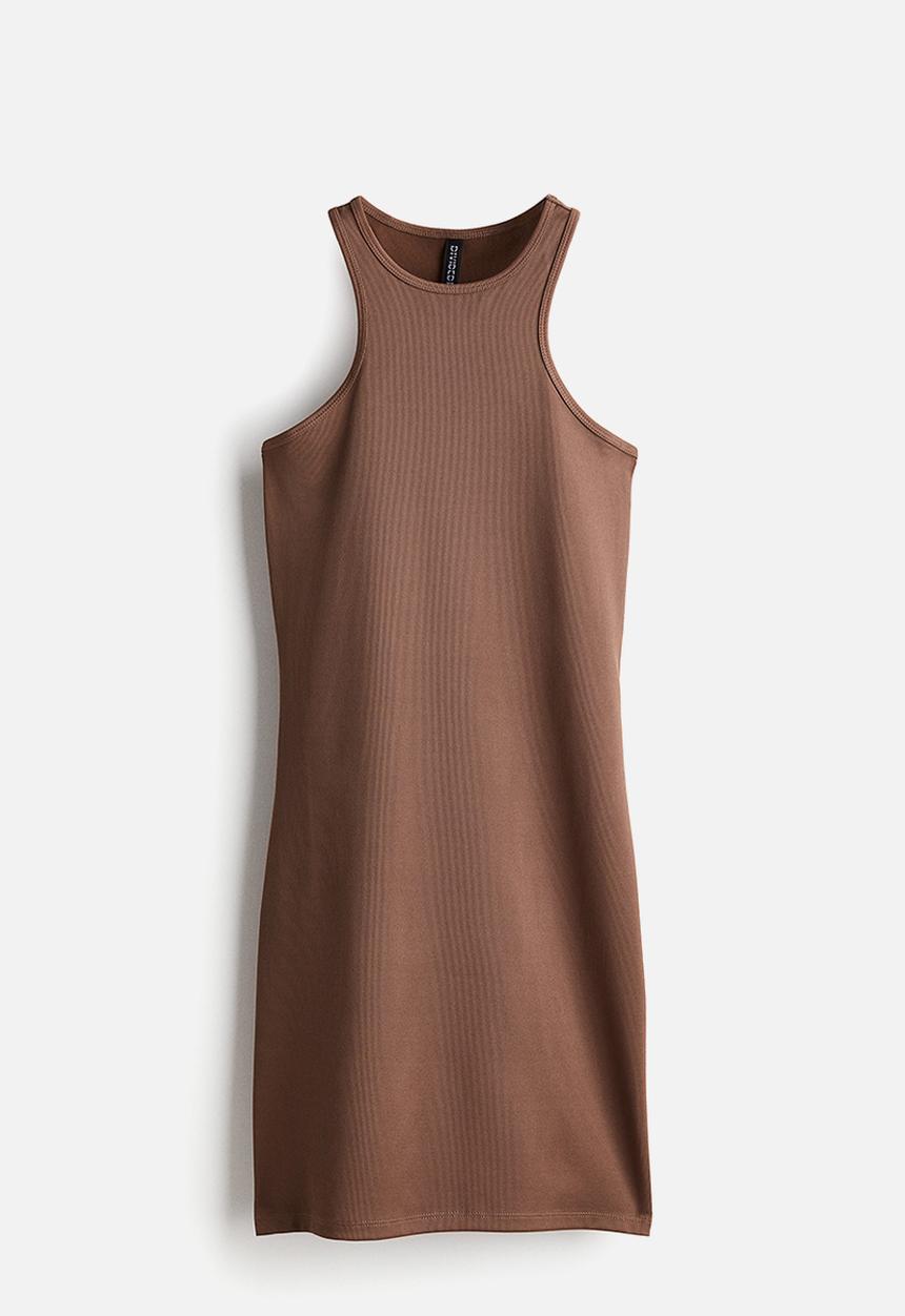 H&M - Ribbed bodycon dress - brown
