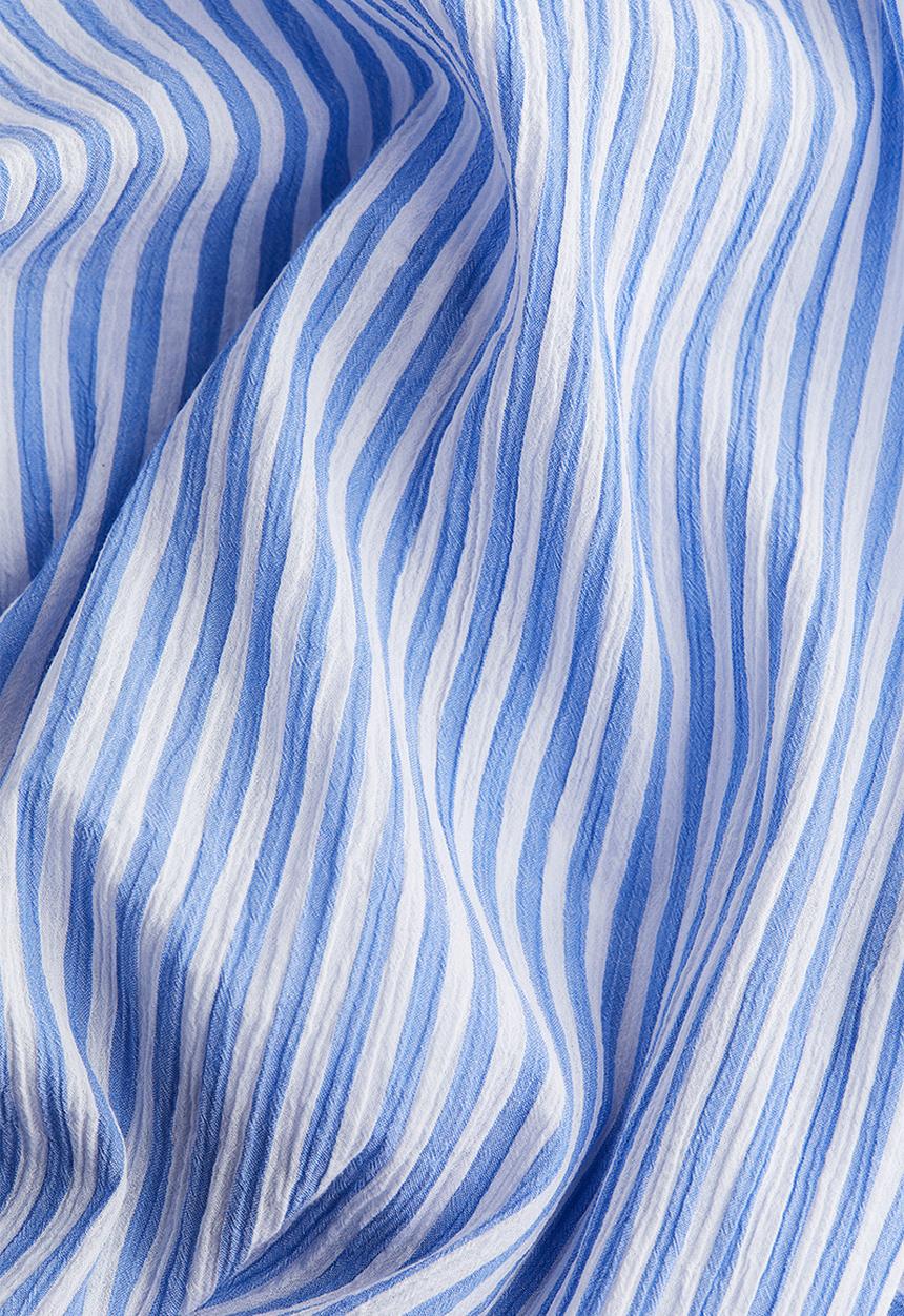 H&M - Frill-trimmed cotton dress - blue/striped