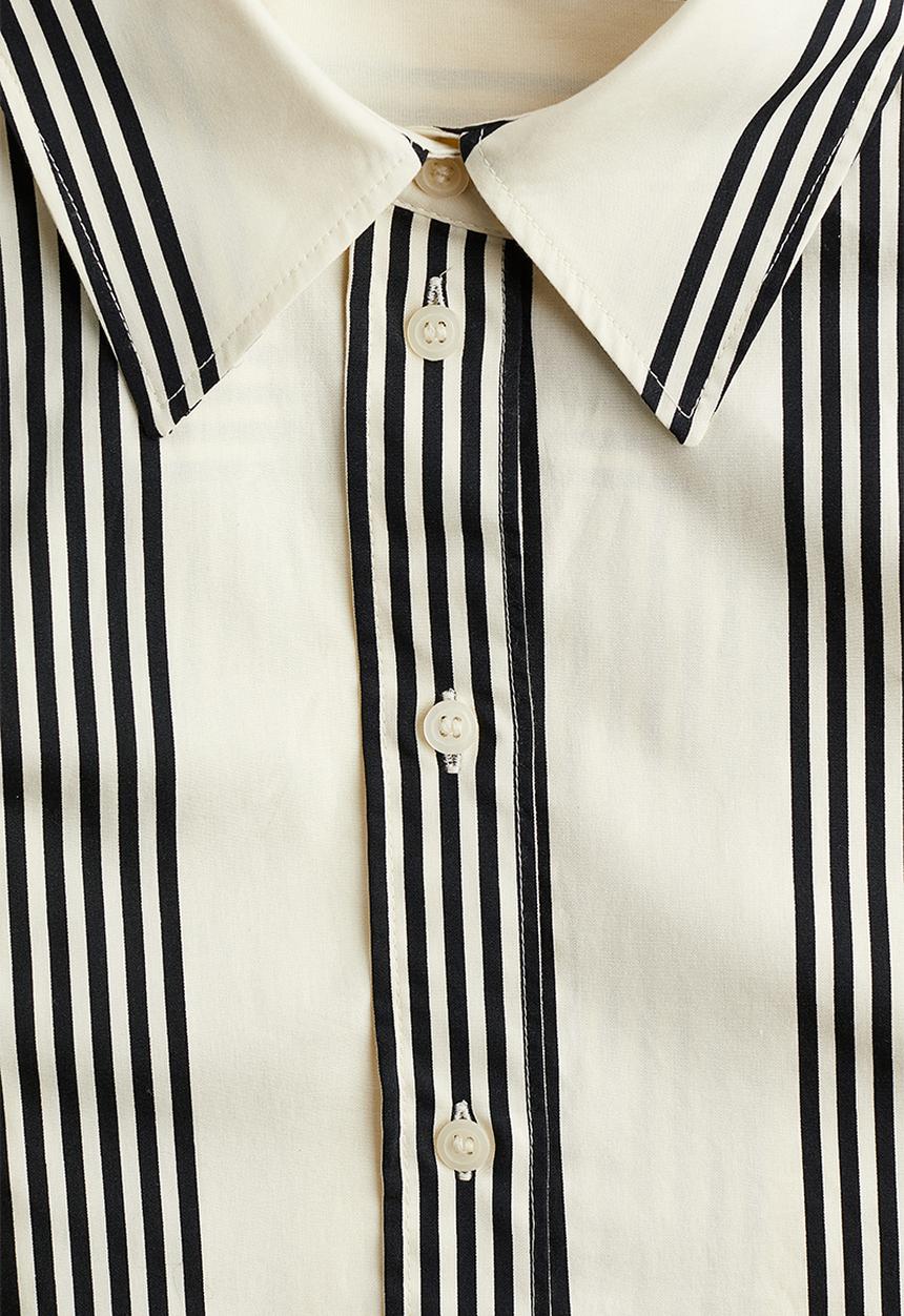 H&M - Tie-belt shirt dress - cream striped