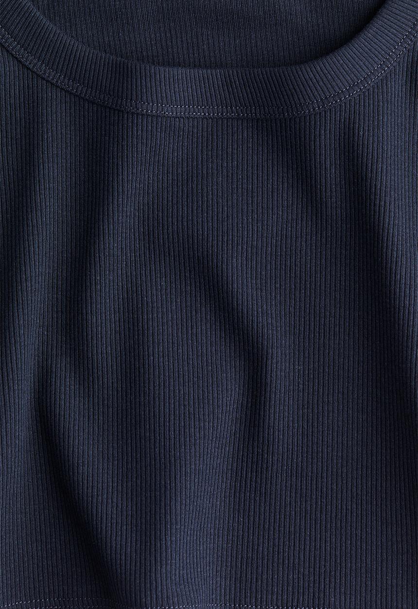 H&M - Cropped ribbed T-shirt - navy blue