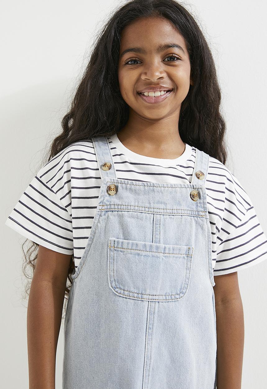 Pop Candy - Denim dungaree dress - stonewash