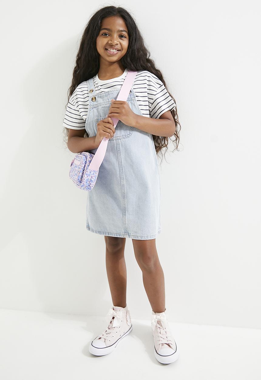 Pop Candy - Denim dungaree dress - stonewash