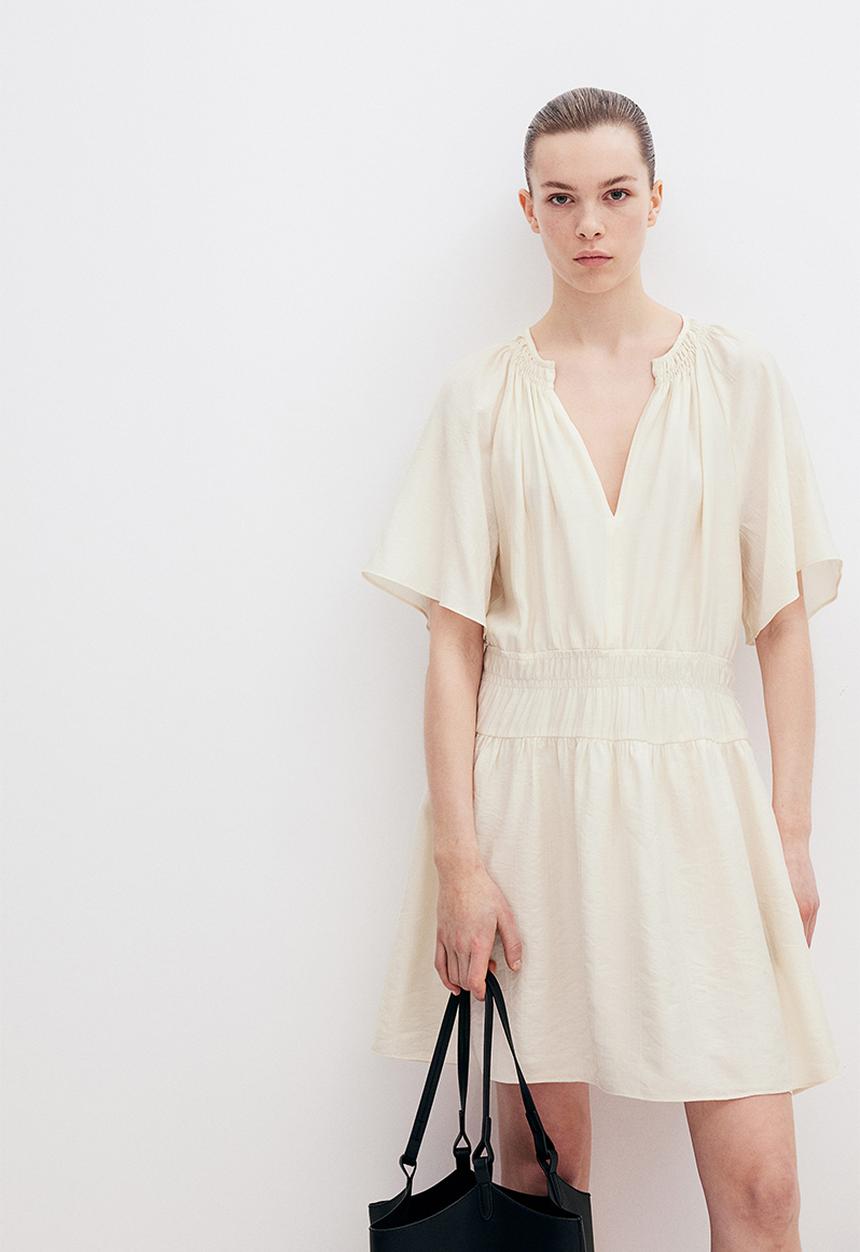 H&M - Smock-detail dress - cream