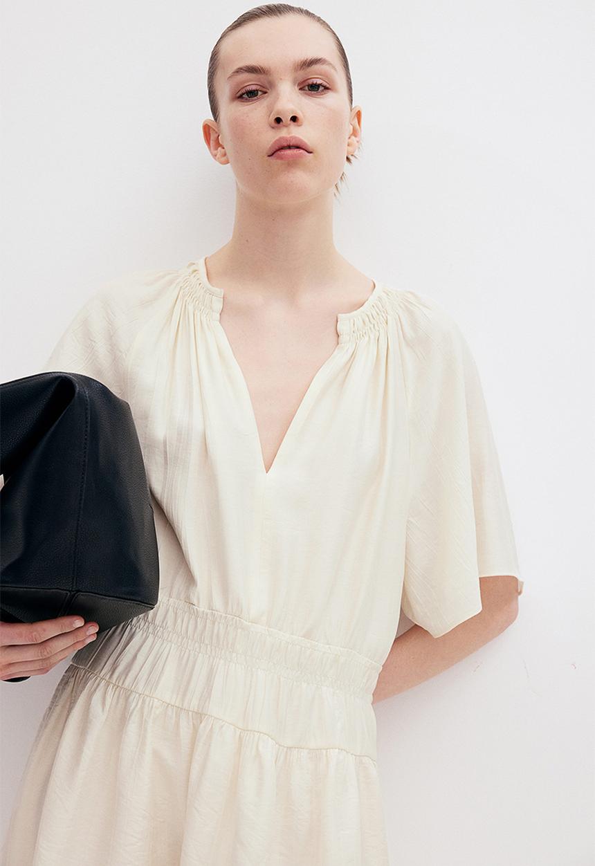 H&M - Smock-detail dress - cream