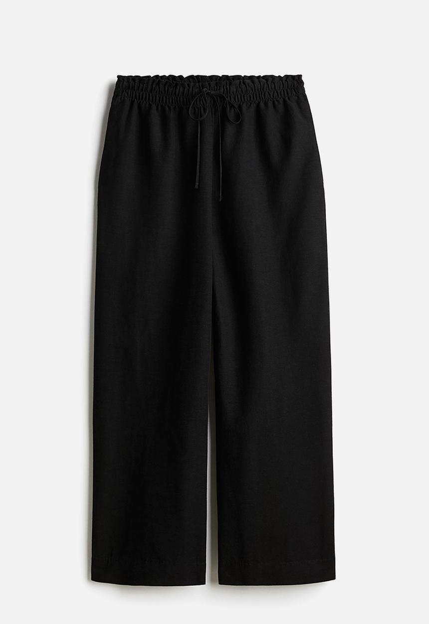 H&M - Linen-blend trousers - black