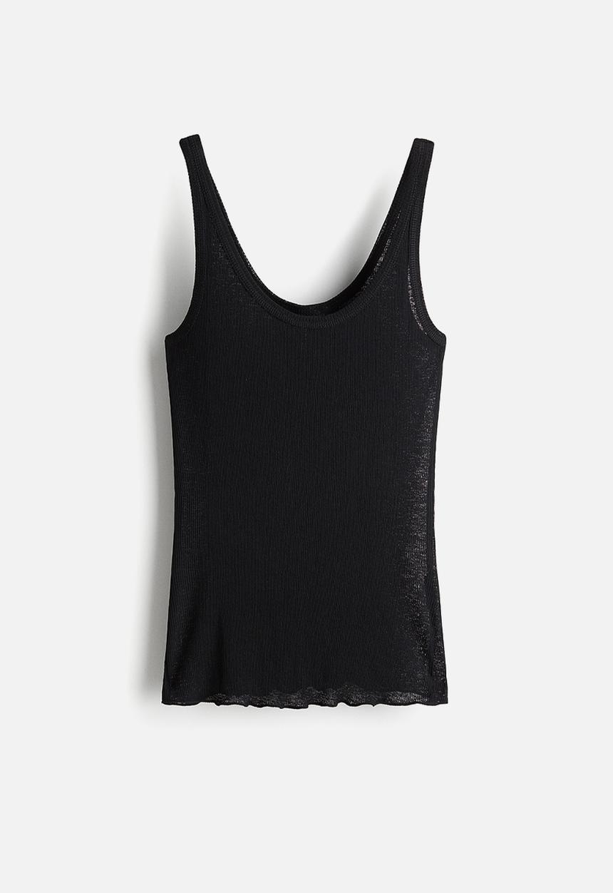 H&M - Ribbed vest top - black