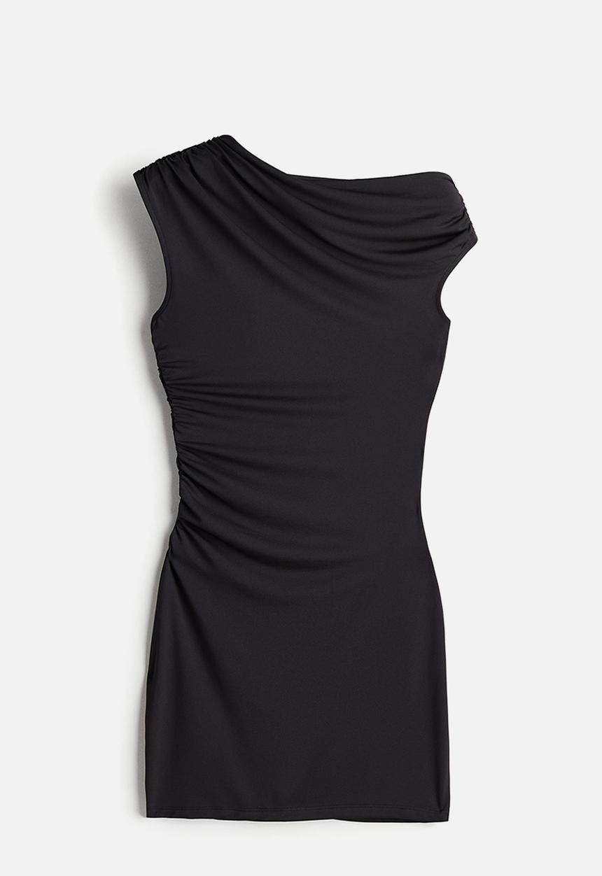 H&M - Gathered one-shoulder dress - black
