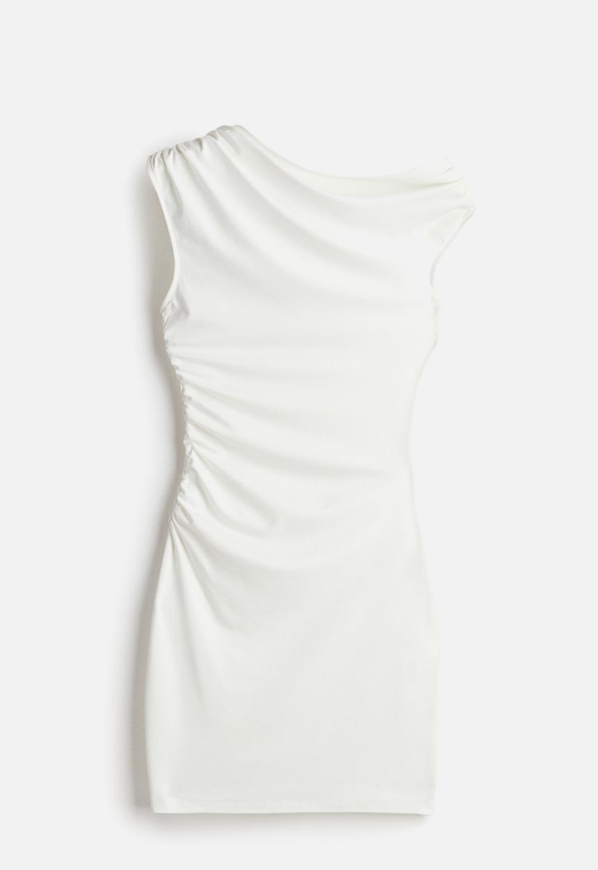 H&M - Gathered one-shoulder dress - white