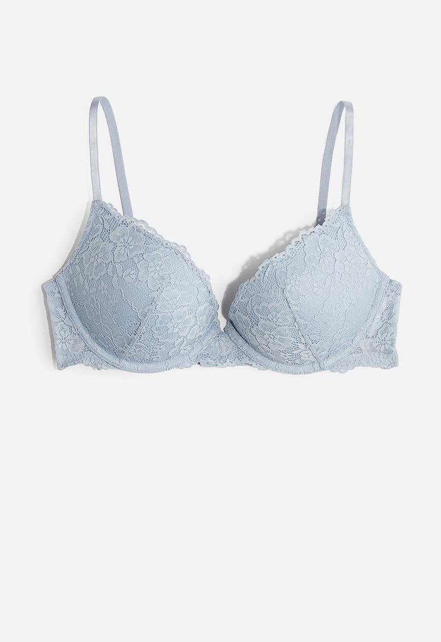H&M - Lace super push-up bra - light blue 