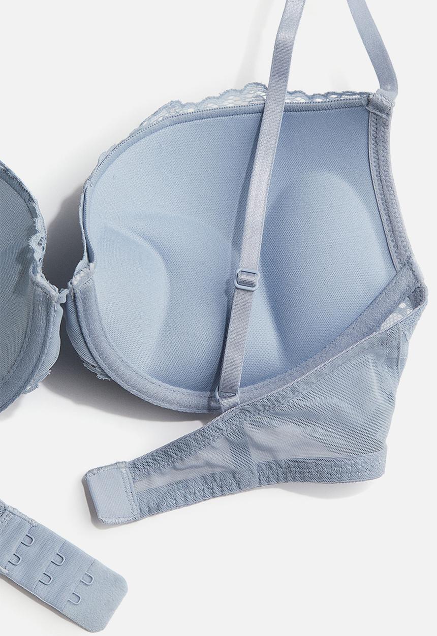 H&M - Lace super push-up bra - light blue 