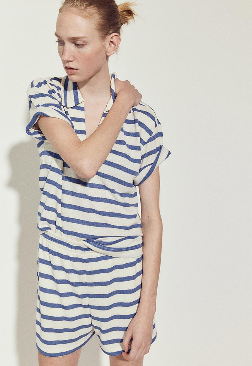 H&M - Jersey shorts - white & blue striped