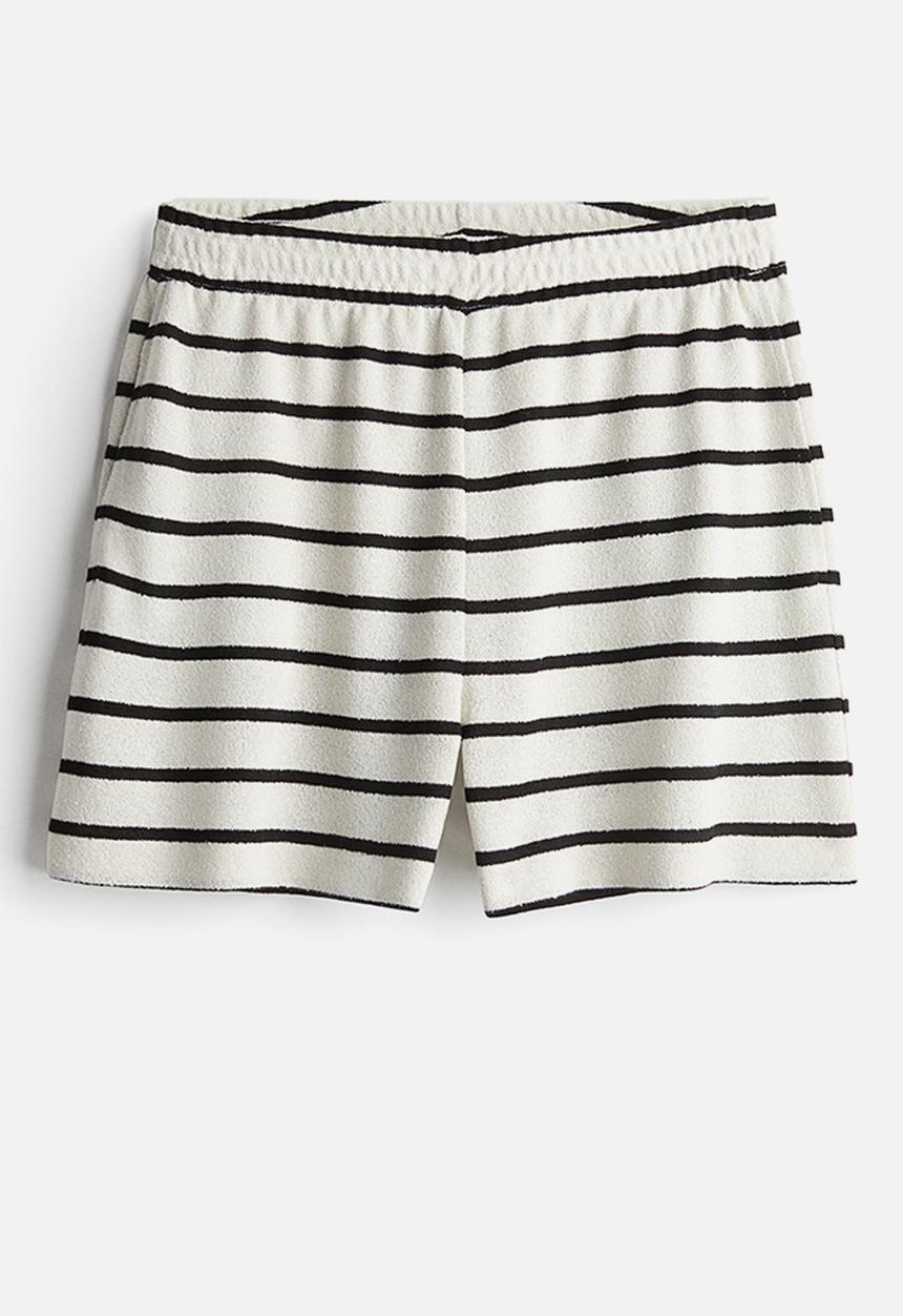 H&M - Jersey shorts - cream/black striped