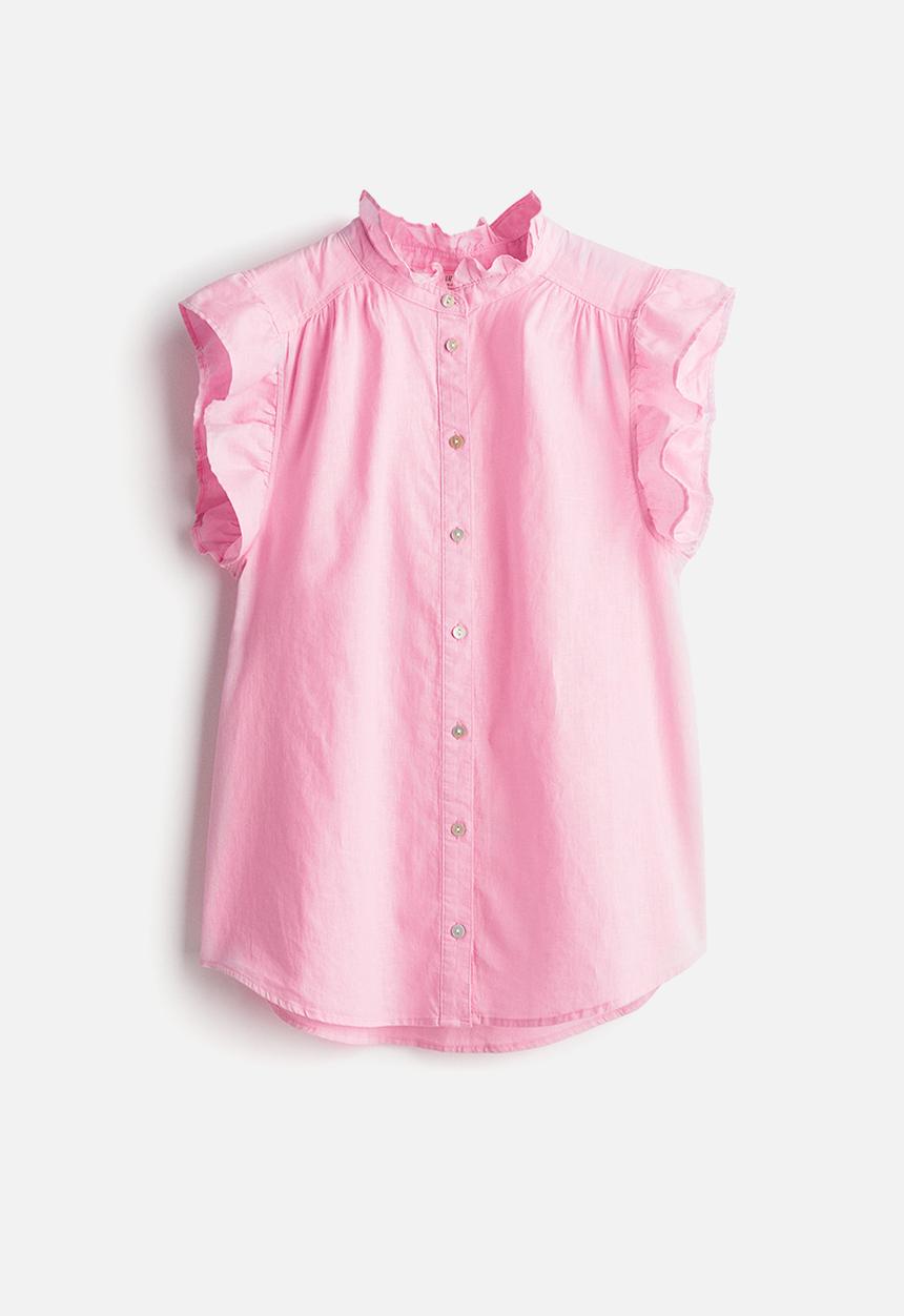 H&M - Linen-blend blouse - light pink