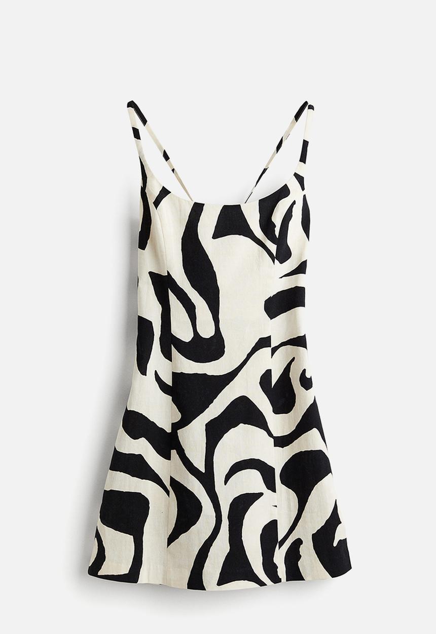 H&M - Strappy dress - cream/black patterned