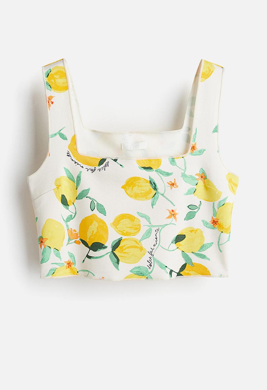 H&M - Cropped vest top - cream lemons
