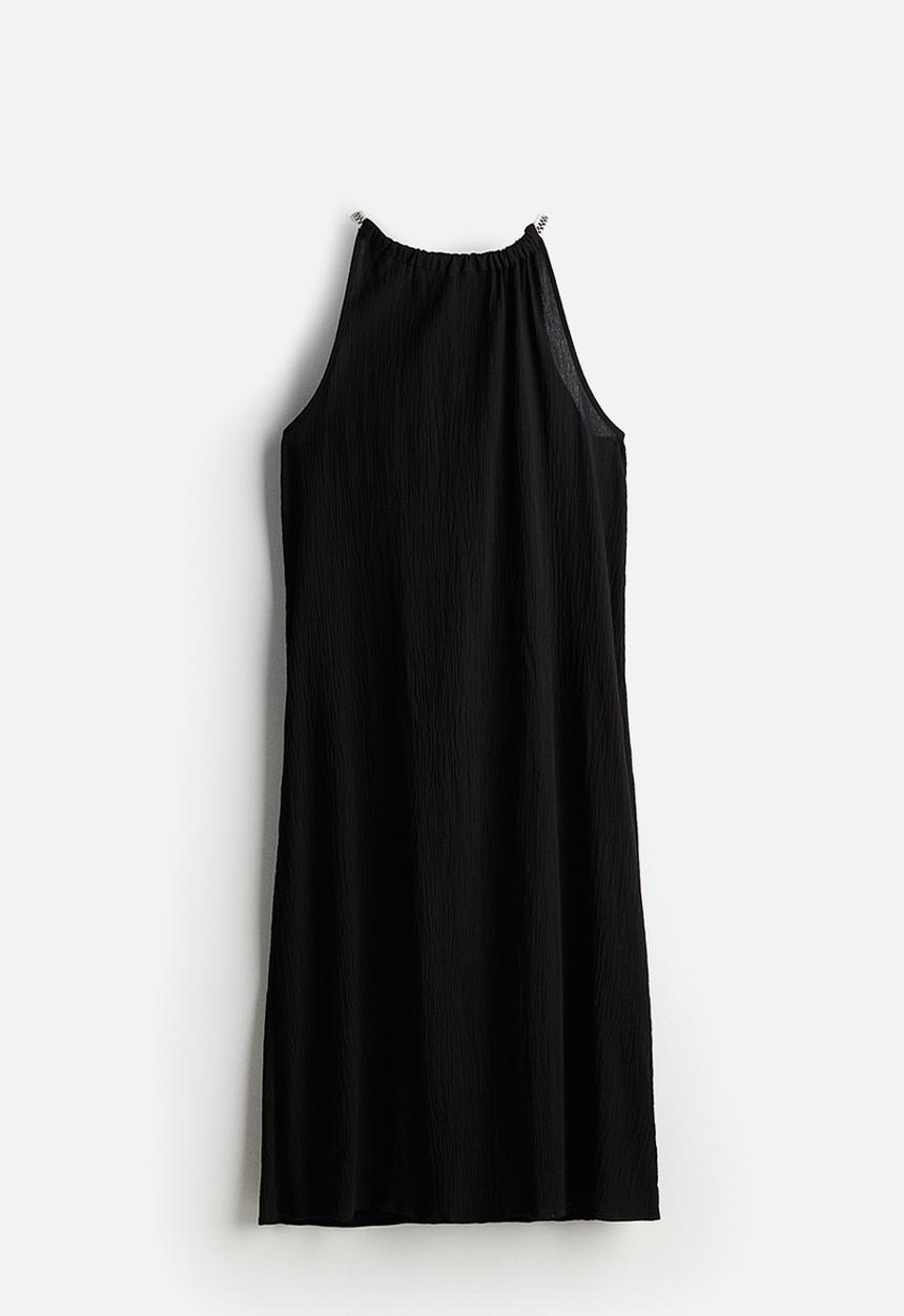 H&M - Drawstring-detail cotton dress - black